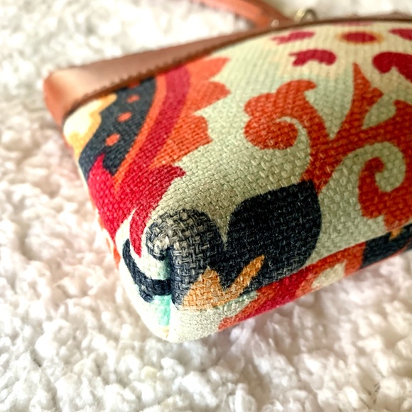 Spartina Wristlet Bag Linen & Leather - Picture 9 of 10